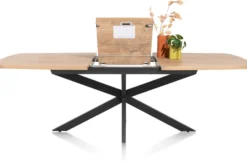 Pavarotti, uitschuiftafel 190 (+ 60) x 110 cm - x-poot centraal - metaal - centrale poot metaal