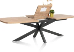 Pavarotti, uitschuiftafel 190 (+ 60) x 110 cm - x-poot centraal - metaal - centrale poot metaal