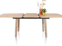 Pavarotti, uitschuiftafel 190 (+ 60) x 110 cm - 4-poot - metaal met houtinleg - tafelpoten (4) met houtinleg
