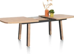 Pavarotti, uitschuiftafel 190 (+ 60) x 110 cm - 4-poot - metaal met houtinleg - tafelpoten (4) met houtinleg