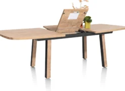 Pavarotti, uitschuiftafel 190 (+ 60) x 110 cm - 4-poot - metaal met houtinleg - tafelpoten (4) met houtinleg