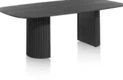Pavie, eetkamertafel ovaal 240 x 120 cm (houten poot) - castle black