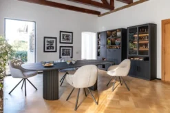 Pavie, eetkamertafel ovaal 240 x 120 cm (houten poot) - castle black