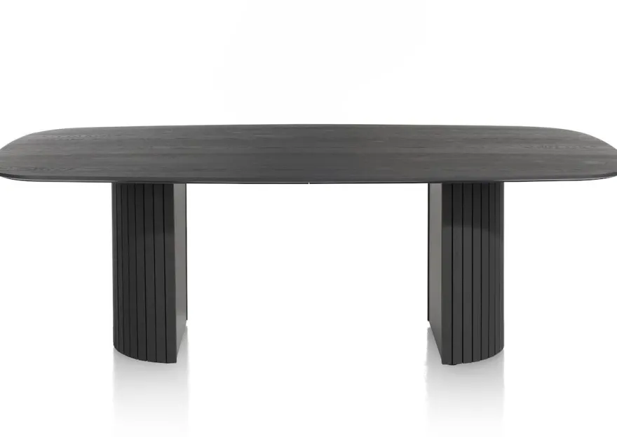Pavie, eetkamertafel ovaal 240 x 120 cm (houten poot) - castle black