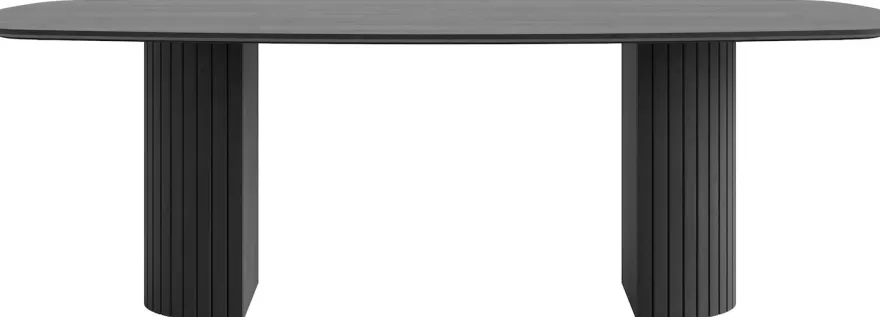Pavie, eetkamertafel ovaal 240 x 120 cm (houten poot) - castle black