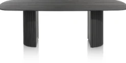 Pavie, eetkamertafel ovaal 240 x 120 cm (houten poot) - castle black