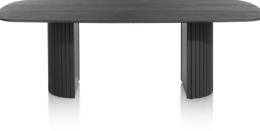 Pavie, eetkamertafel ovaal 240 x 120 cm (houten poot) - castle black