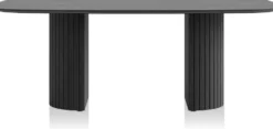 Pavie, eetkamertafel ovaal 210 x 120 cm (houten poot) - castle black