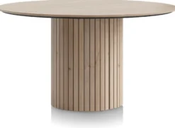 Pavie, eetkamertafel rond 140 cm (houten poot) - natural