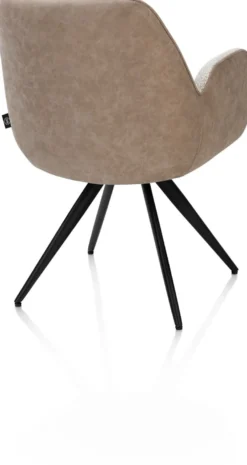 Pippa, Armstoel + pocket - 180 graden draaibaar - rough off black frame - knock down - combi oregon-sevilla - beige