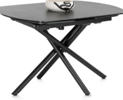 Preston, uitschuiftafel 120 (+ 2 x 30) x 90 cm - centrale poot - keramiek op glas - Antraciet