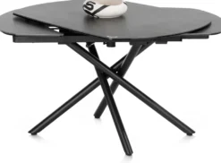 Preston, uitschuiftafel 120 (+ 2 x 30) x 90 cm - centrale poot - keramiek op glas - Antraciet