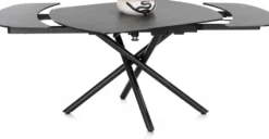 Preston, uitschuiftafel 120 (+ 2 x 30) x 90 cm - centrale poot - keramiek op glas - Antraciet