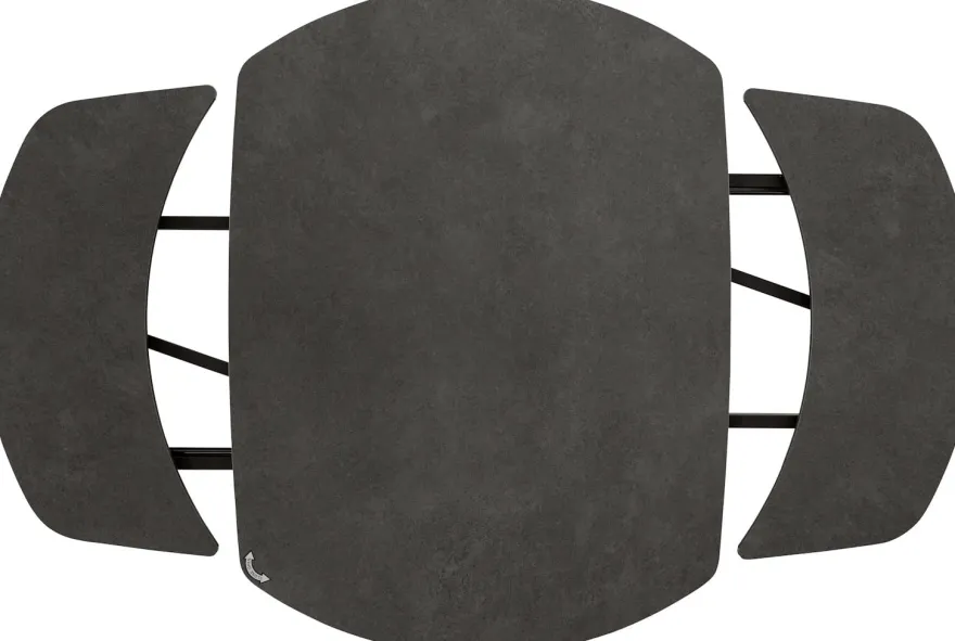 Preston, uitschuiftafel 120 (+ 2 x 30) x 90 cm - centrale poot - keramiek op glas - Antraciet