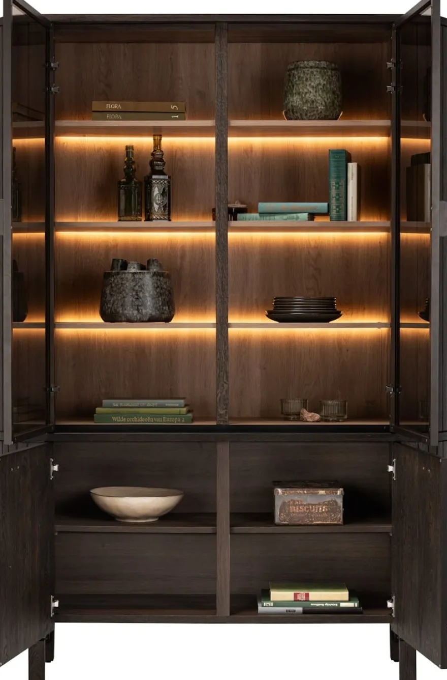 Ravello, buffet 150 cm - 2-deuren + 2-glasdeuren (+ LED) - Basalt