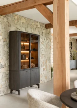 Ravello, buffet 150 cm - 2-deuren + 2-glasdeuren (+ LED) - Basalt