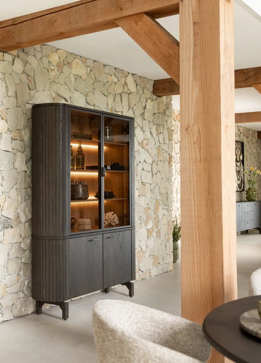 Ravello, buffet 150 cm - 2-deuren + 2-glasdeuren (+ LED) - Basalt