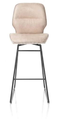 Ravi, barstoel zwart frame (ROB) - hoog - draaibaar - combi Secilia & Toba - beige