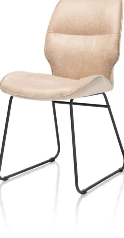 Ravi, eetkamerstoel zwart frame (ROB) - combi Secilia & Toba - beige