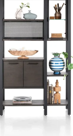 Ridgefield, roomdivider 120 cm - 2-glasdeuren + 4-deuren + 6-niches - Castle antraciet