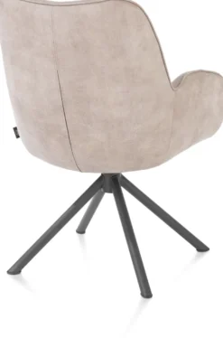 Riley, armstoel 4-poots grafiet frame met relaxsysteem - draaibaar + pocket - stof Taurus - Kiezel