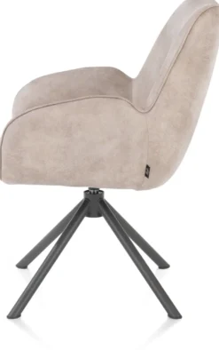 Riley, armstoel 4-poots grafiet frame met relaxsysteem - draaibaar + pocket - stof Taurus - Kiezel
