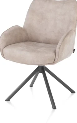 Riley, armstoel 4-poots grafiet frame met relaxsysteem - draaibaar + pocket - stof Taurus - Kiezel