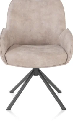 Riley, armstoel 4-poots grafiet frame - draaibaar + pocket - stof Taurus - Kiezel
