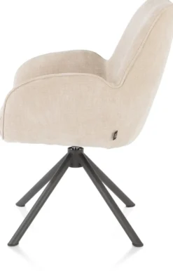 Riley, armstoel 4-poots grafiet frame met relaxsysteem - draaibaar + pocket - stof Cadiz - Creme