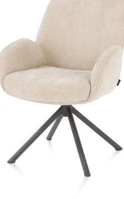 Riley, armstoel 4-poots grafiet frame met relaxsysteem - draaibaar + pocket - stof Cadiz - Creme