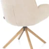 Riley, armstoel 4-poots naturel eiken - draaibaar + pocket - stof Cadiz - Creme