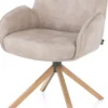 Riley, armstoel 4-poots naturel eiken - draaibaar + pocket - stof Taurus - Kiezel