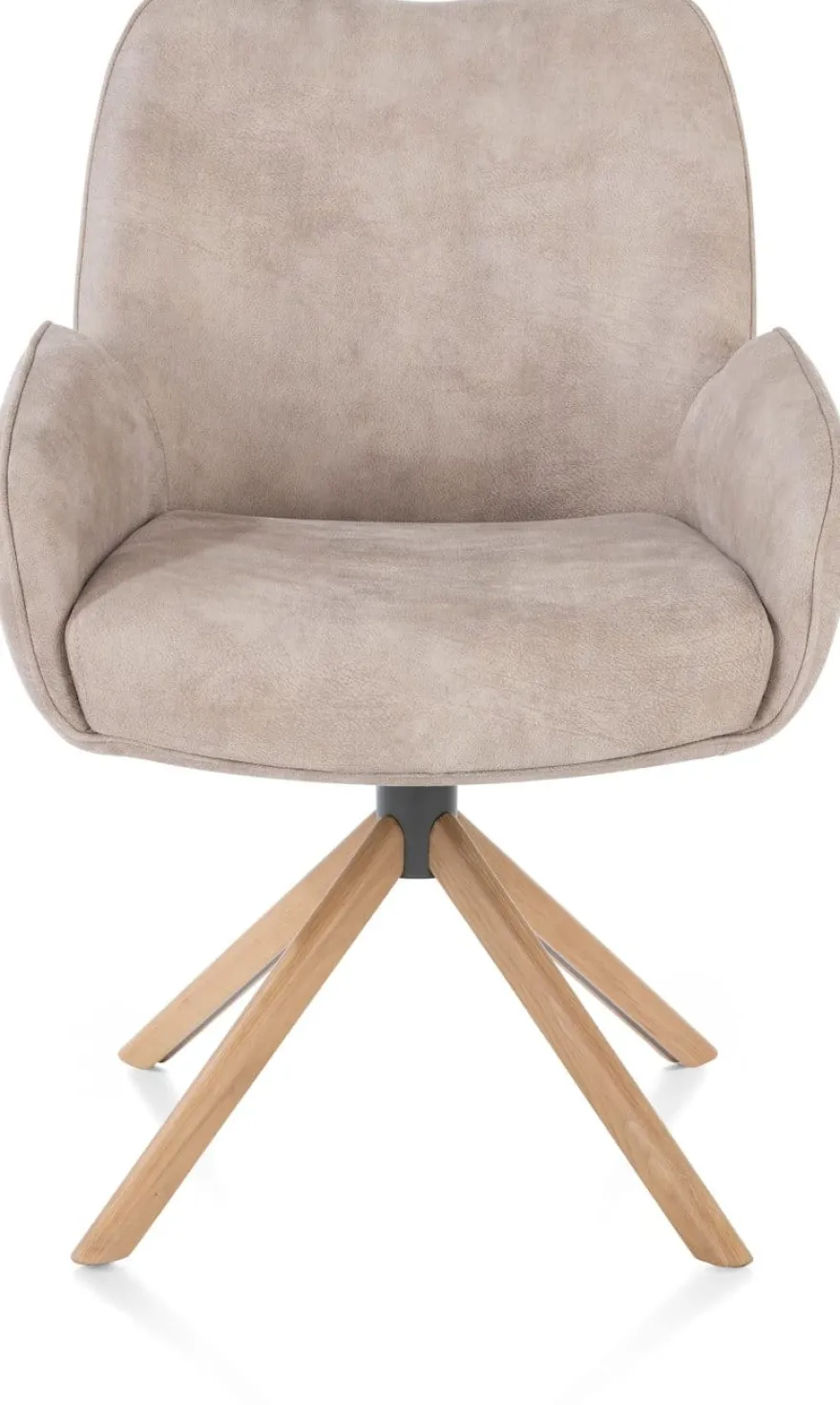 Riley, armstoel 4-poots naturel eiken - draaibaar + pocket - stof Taurus - Kiezel