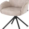 Riley, armstoel 4-poots zwart frame met relaxsysteem - draaibaar + pocket - stof Taurus - kiezel - Kiezel