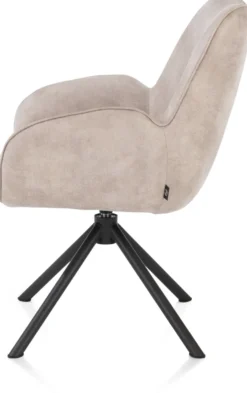 Riley, armstoel 4-poots zwart frame met relaxsysteem - draaibaar + pocket - stof Taurus - kiezel - Kiezel