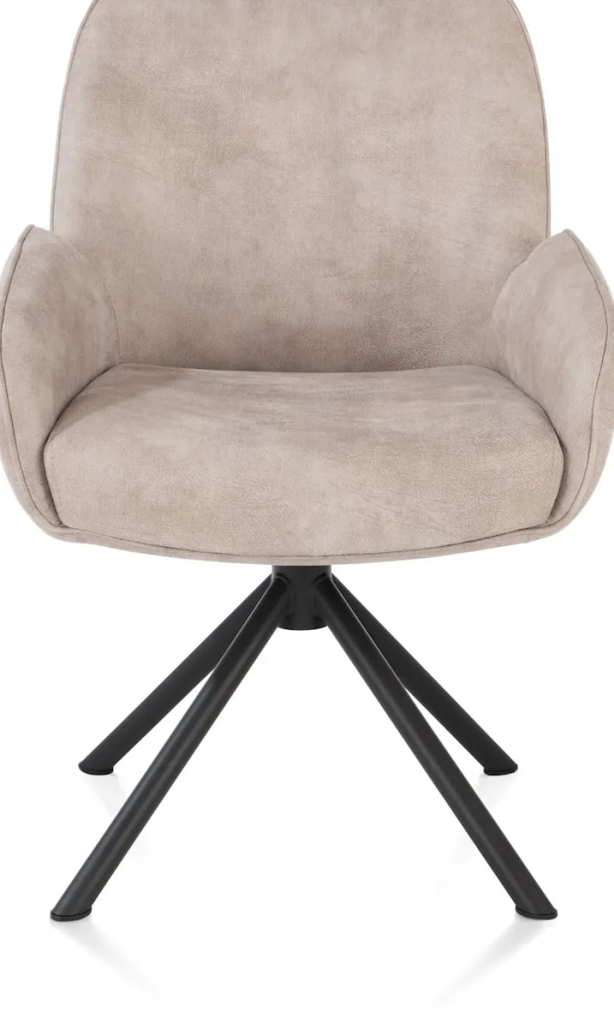 Riley, armstoel 4-poots zwart frame met relaxsysteem - draaibaar + pocket - stof Taurus - kiezel - Kiezel