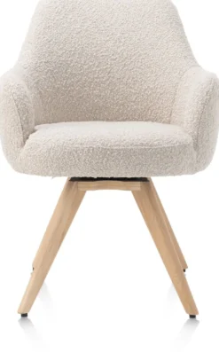 Rocco, armstoel - draaibaar + pocket - naturel eiken - stof Brioni - Creme