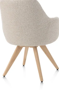 Rocco, armstoel - draaibaar + pocket - naturel eiken - stof Brioni - Creme