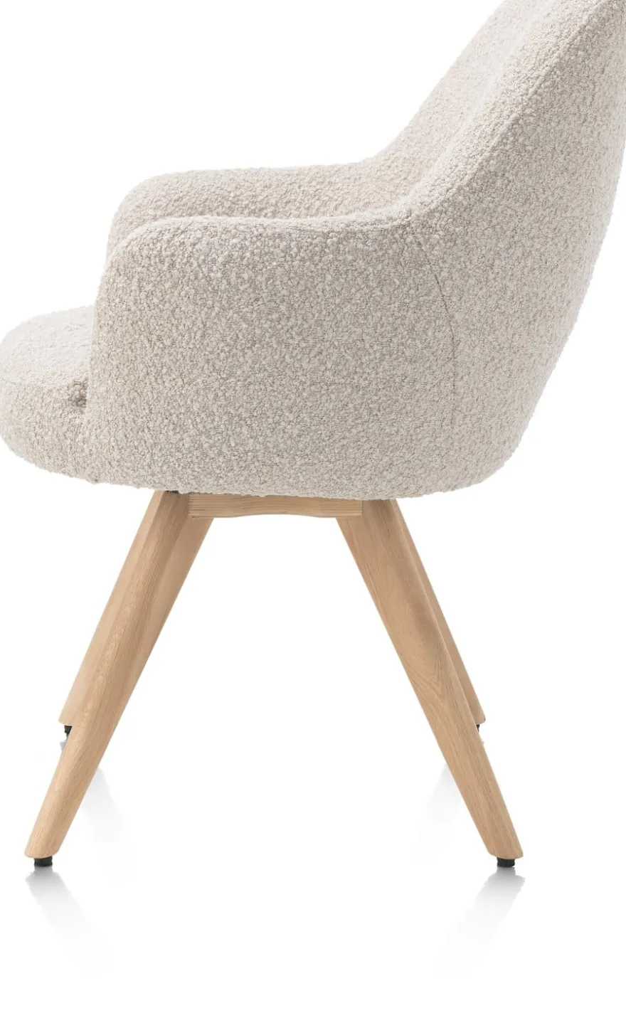 Rocco, armstoel - draaibaar + pocket - naturel eiken - stof Brioni - Creme