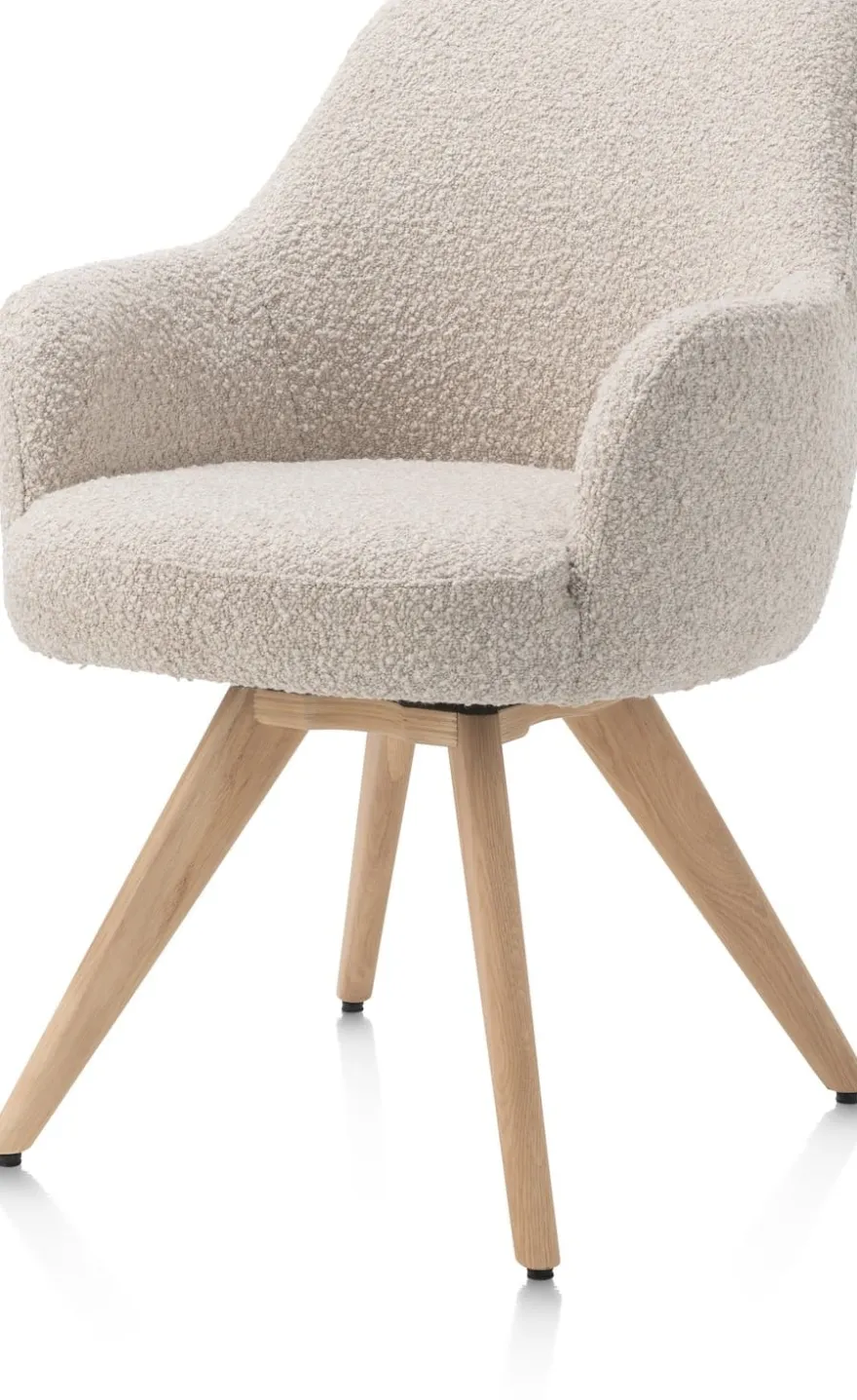Rocco, armstoel - draaibaar + pocket - naturel eiken - stof Brioni - Creme
