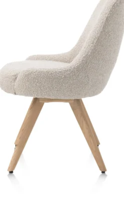 Rocco, eetkamerstoel - draaibaar + pocket - naturel eiken - stof Brioni - Creme