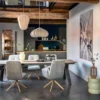 Theros, Armstoel 4-poots graphiet frame met relax-systeem - draaibaar - stof oregon/sevilla - beige