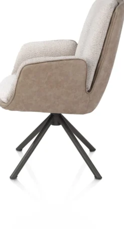 Theros, Armstoel 4-poots graphiet frame met relax-systeem - draaibaar - stof oregon/sevilla - beige