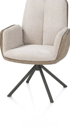 Theros, Armstoel 4-poots graphiet frame met relax-systeem - draaibaar - stof oregon/sevilla - beige