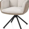 Theros, armstoel 4-poots zwart frame met relaxsysteem - draaibaar - stof Oregon/Sevilla - bei - beige