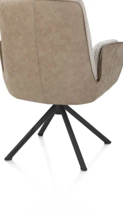 Theros, armstoel 4-poots zwart frame met relaxsysteem - draaibaar - stof Oregon/Sevilla - bei - beige