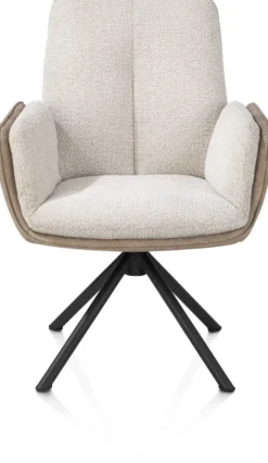 Theros, armstoel 4-poots zwart frame met relaxsysteem - draaibaar - stof Oregon/Sevilla - bei - beige