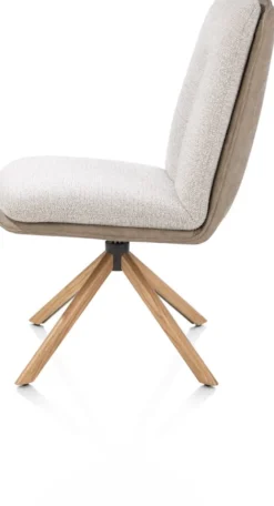 Theros, Eetkamerstoel 4-poots naturel eiken met relax-systeem - draaibaar - stof oregon/sevilla - beige
