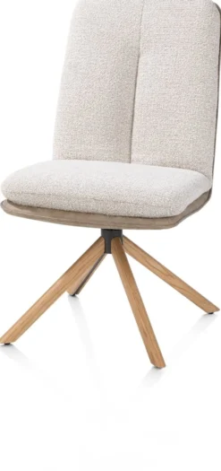 Theros, Eetkamerstoel 4-poots naturel eiken met relax-systeem - draaibaar - stof oregon/sevilla - beige