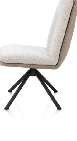 Theros, eetkamerstoel 4-poots zwart frame met relaxsysteem - draaibaar - stof Oregon/Sevilla - beige